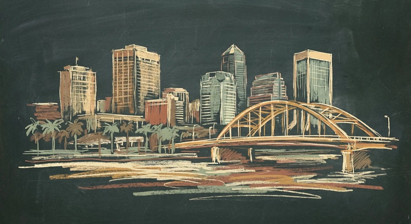 Downtown Jacksonville chalk illustration
