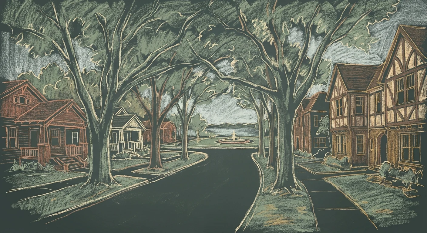 Riverside chalk illustration