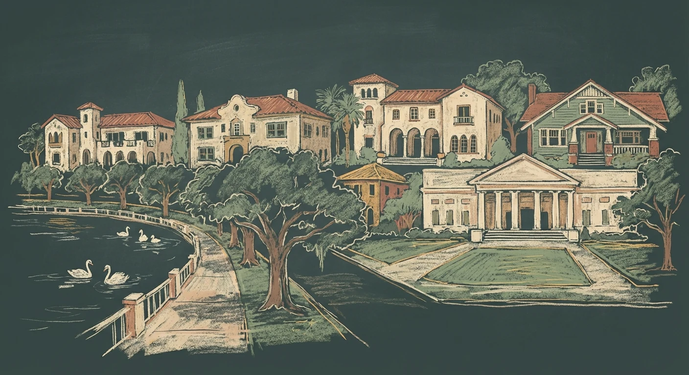 Lake Morton Historic District chalk illustration