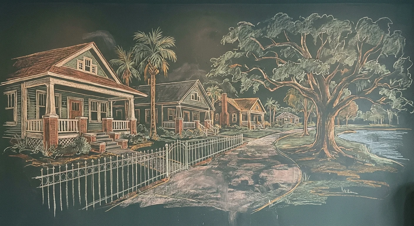 Lake Eola Heights chalk illustration