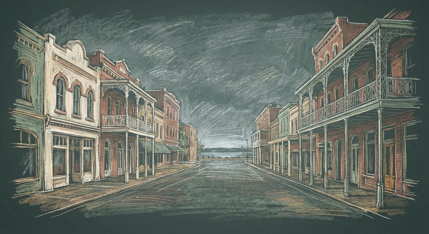 Downtown Pensacola chalk illustration