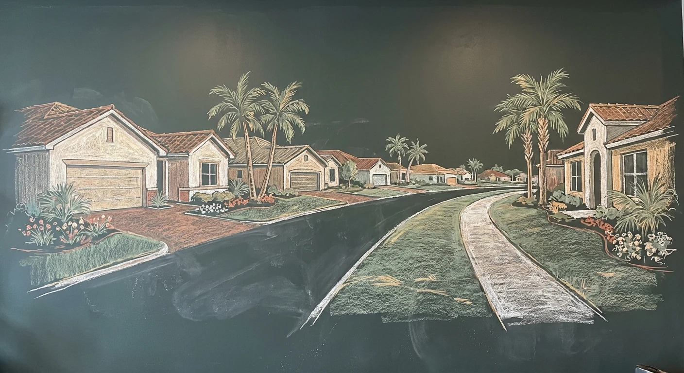 Village of Fenney chalk illustration