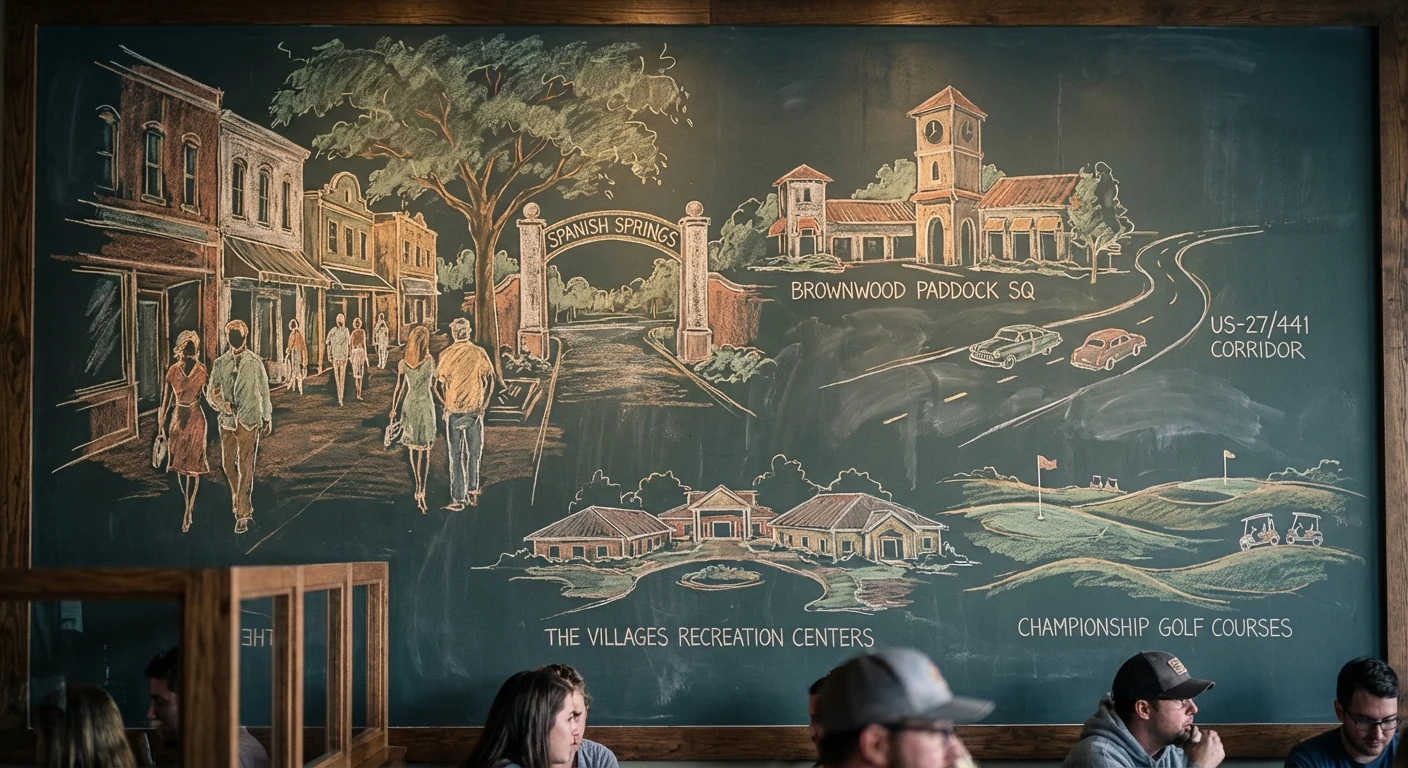 Village of Pine Hills chalk illustration