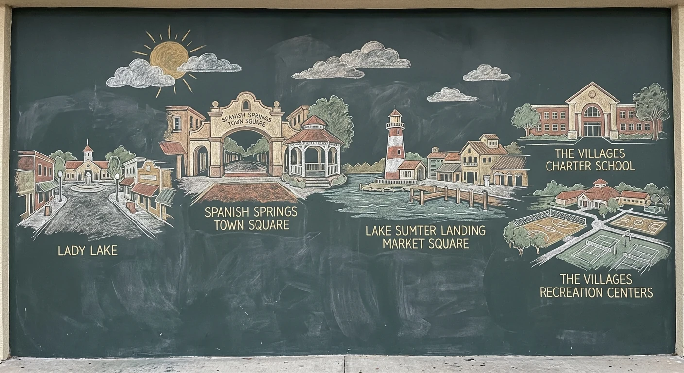 Village of Santiago chalk illustration